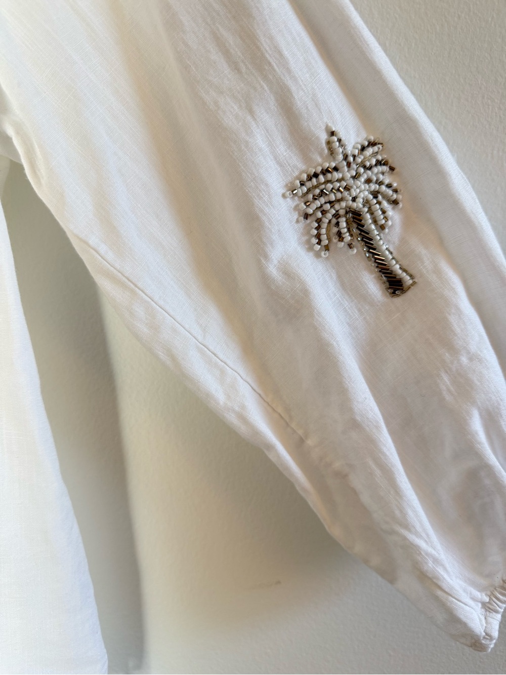 Talbots • NWT Palm Embellished Linen Cotton Pullover Blouse Beachy Size Coastal - Picture 5 of 12